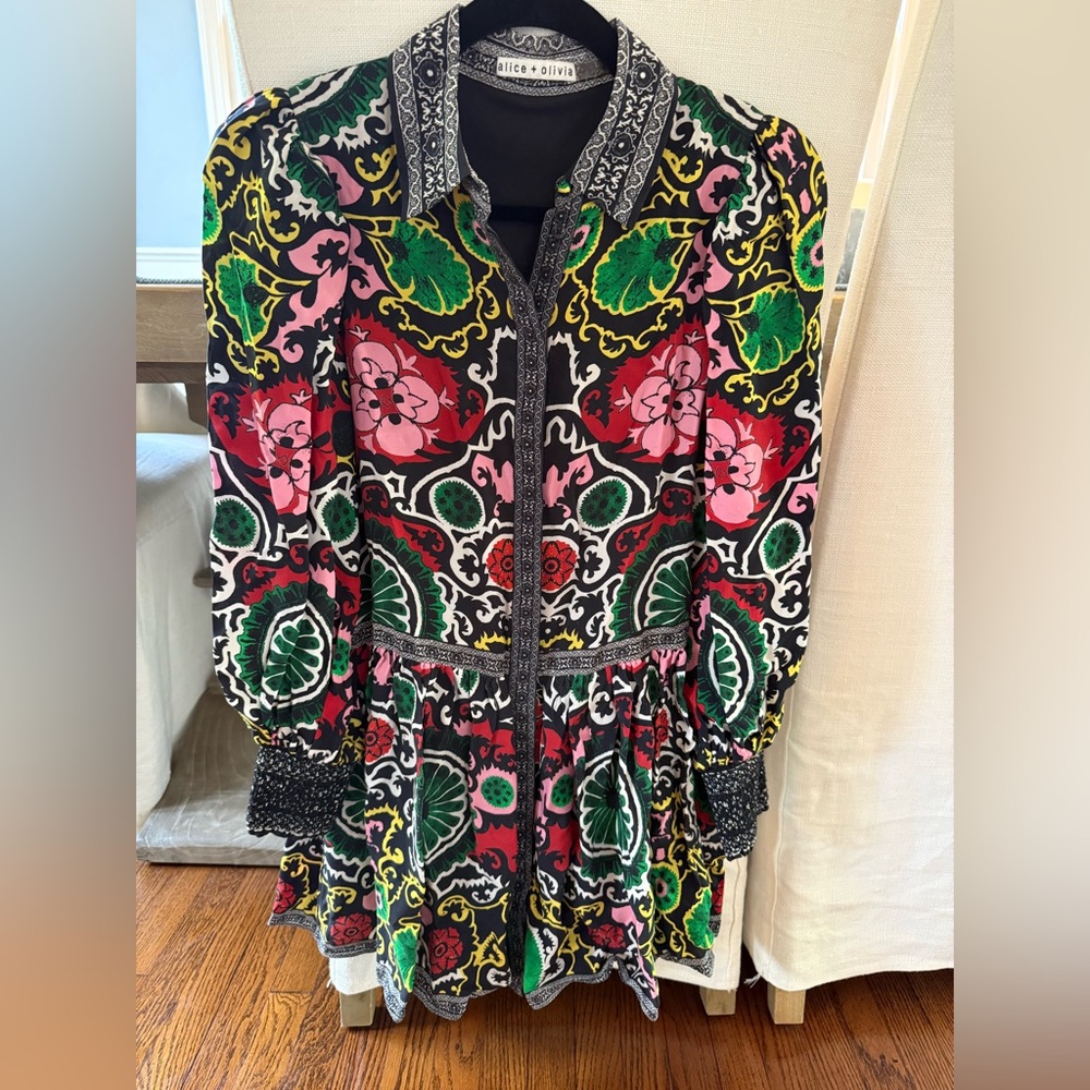 Alice + Olivia Multicolor Floral Long Sleeve Mini Dress